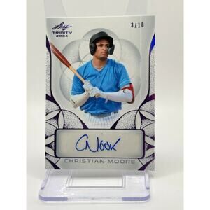 2024 Leaf Trinity Christian Moore Purple Auto 3/10 SP Los Angeles Angels
